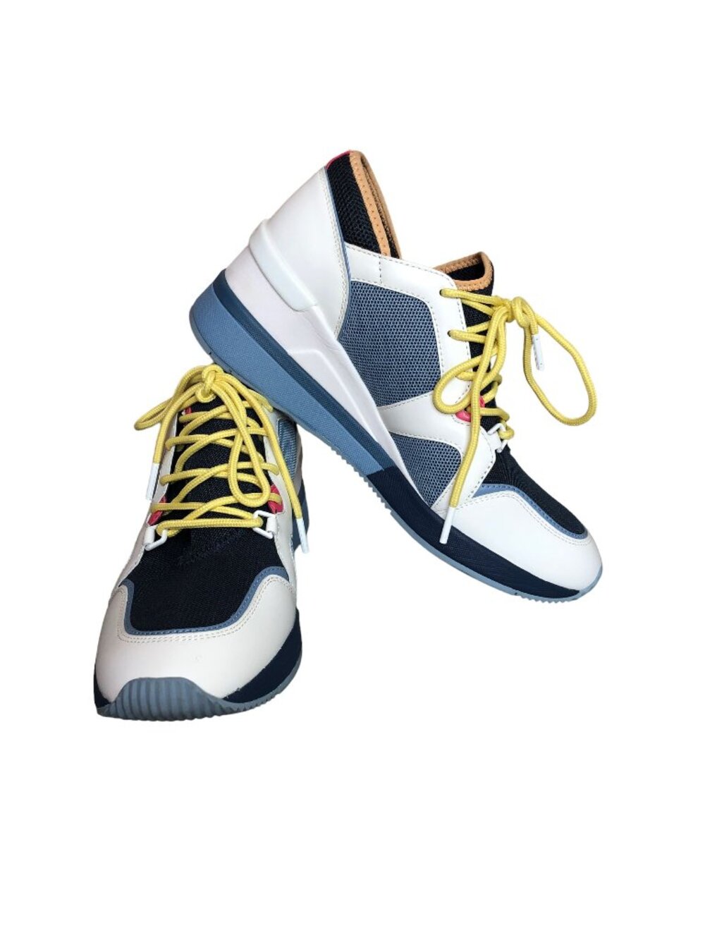 Michael Kors Liv Trainer Womens 9M Wedge Blue White Sneakers Athletic Shoes Work